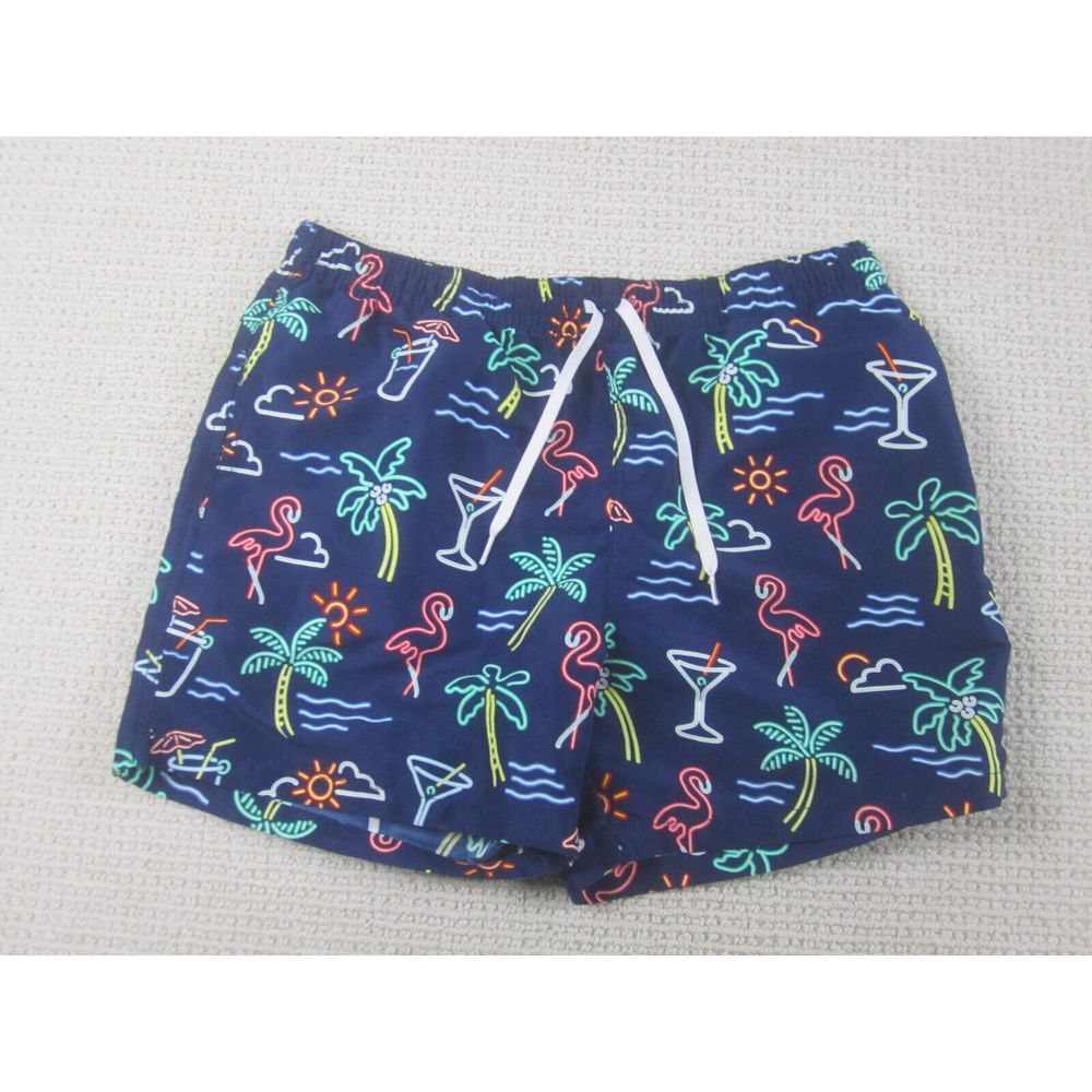 Chubbies Shorts Mens XL Blue Paradise Cocktail Drawstring Lined W/Pockets